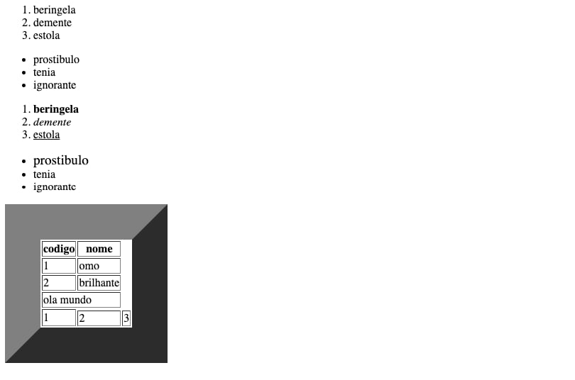Provavelmente o primeiro HTML que escrevi na vida, 18 de março de 2011